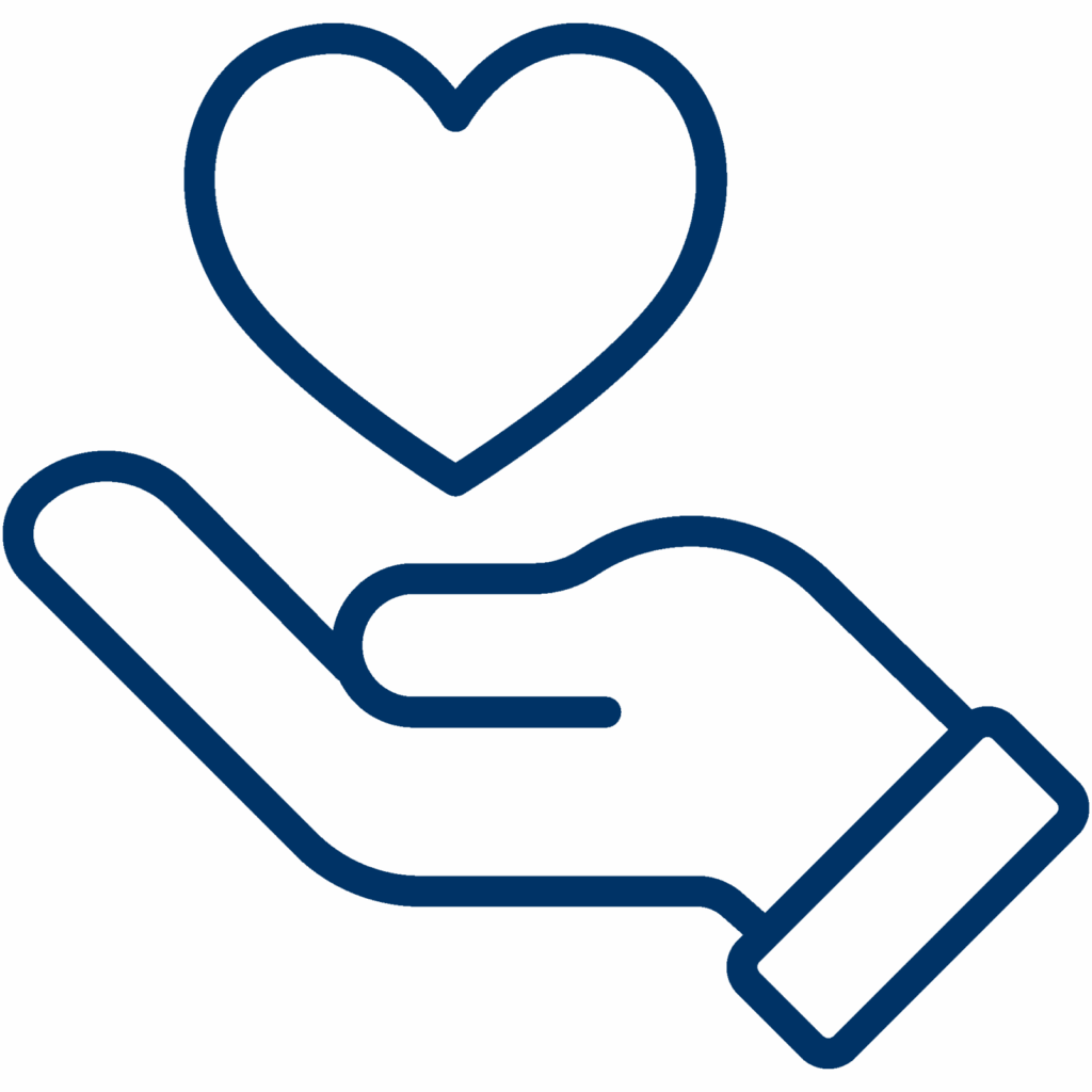 Giving heart blue icon